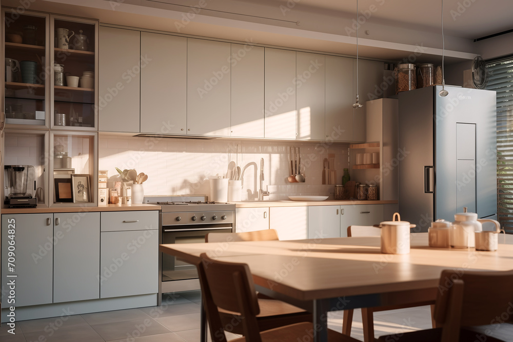 Beautiful and modern kitchen very spacious and illuminated with natural light from the window Beautiful and modern kitchen very spacious and illuminated with natural light from the window