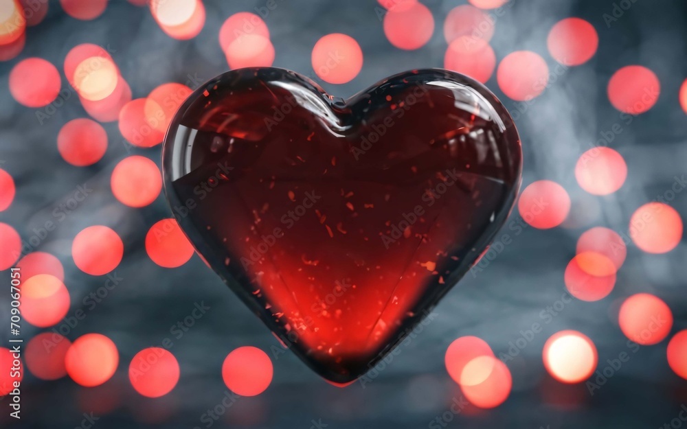 Fototapeta premium Heart made from glass on bokeh background.
