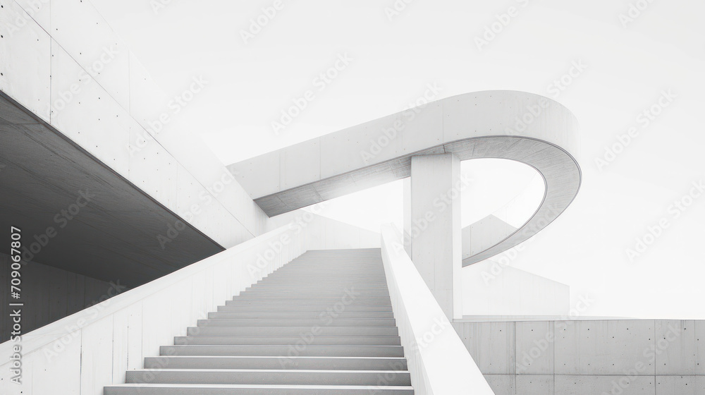 Obraz premium Abstract architectural background, White concrete architecture structure.