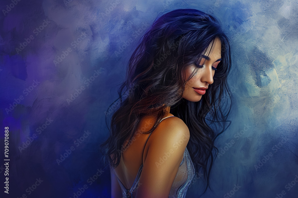 captivating woman in a figure-hugging evening gown, her hair cascading down her back captivating woman in a figure-hugging evening gown, her hair cascading down her back
