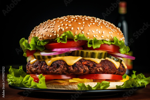 Gourmet Vegan Burger Close-Up