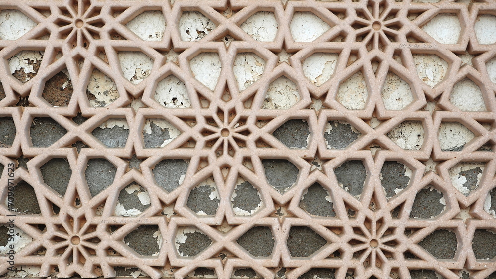 Relief Pattern Old Weathered Cracked Whitewashed Wall. Architecture Decorative Detail Close Up. Vintage Style Relief Pattern Old Weathered Cracked Whitewashed Wall. Architecture Decorative Detail Close Up. Vintage Style