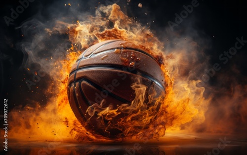 a basketball in the fire photo