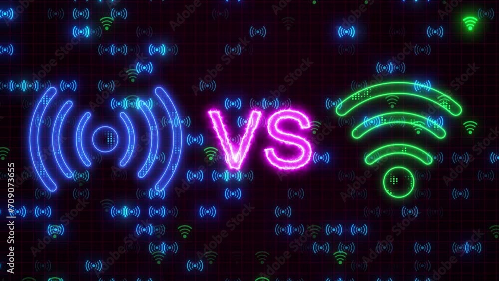 Wireless Hotspot Vs Wifi Network And Sharing High Tech Digital Background. Neon Hotspot Vs Wifi Network Icon Animation War Concept. Futuristic Mobile Hotspot And Wifi Network Animated High Tech Digita Wireless Hotspot Vs Wifi Network And Sharing High Tech Digital Background. Neon Hotspot Vs Wifi Network Icon Animation War Concept. Futuristic Mobile Hotspot And Wifi Network Animated High Tech Digita