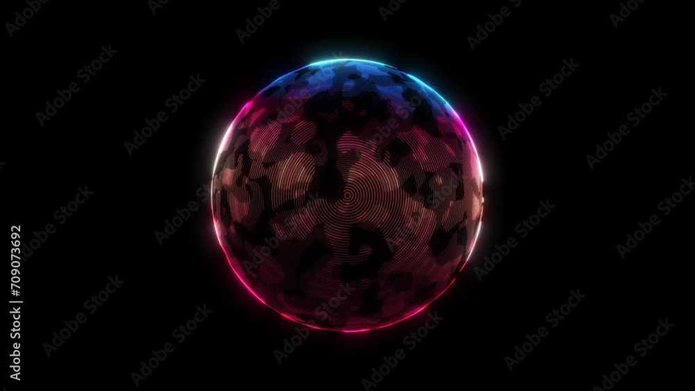 Particle Glowing Circle Animation High Tech Background. Digital ...
