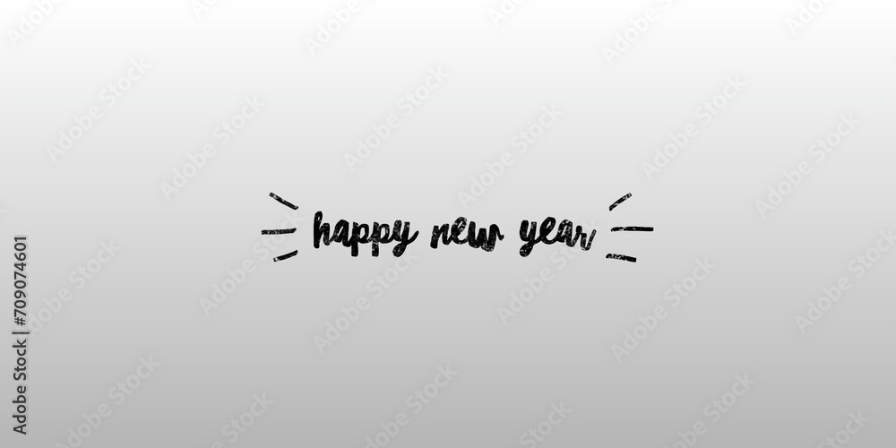 Black modern design stylish writing on white background. Happy new year banner. - obrazy, fototapety, plakaty 