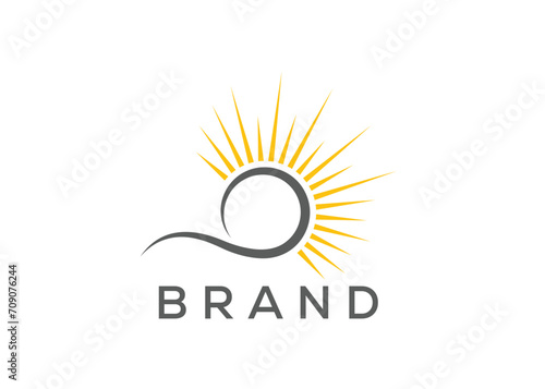 Minimalist sun logo design vector template