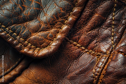 close up of a brown leather texture