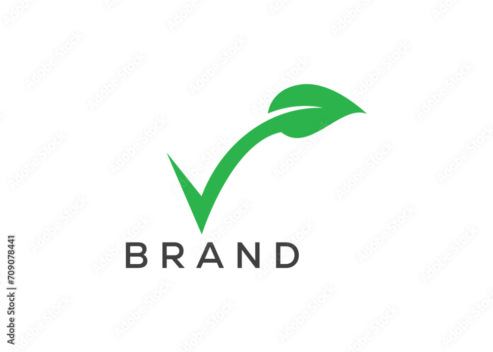 Organic leaf check logo vector. Nature check mark logo Organic leaf check logo vector. Nature check mark logo