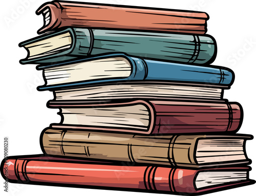 Book stack clipart design illustration