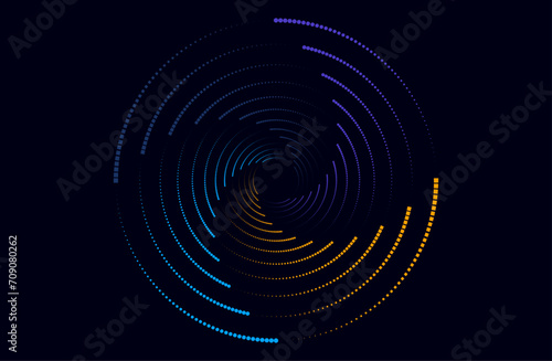 3d spiral techno abstract background with shining circle line shape decoration. Line style concept modern graphic design element for poster, banner, card or brochure template photo