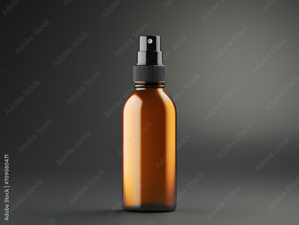 3D Blank Amber Spray Bottle Mockup