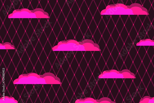 Candy color clouds on trendy Geometric dark background. Colorful Summer clouds set. Vector illustration can used web and social media design. EPS 10 