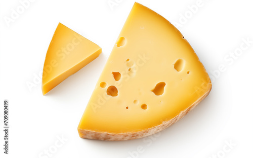 Tasty cheese pieces Isolated on White background Generated AI