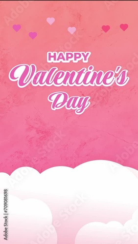 valentines day vertical short video story for instagram or phone animated Romantic background Happy Valentine's Day banner.