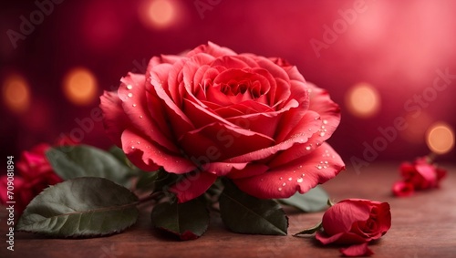 red rose on a blurred background  valentine day concept