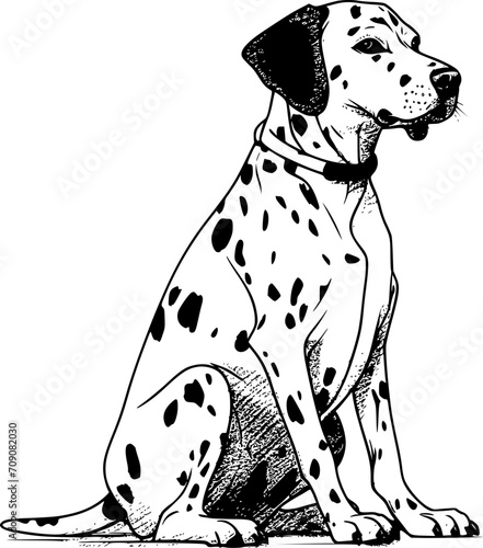 Dalmatian Dog SVG Drawing Sitting