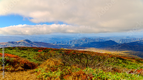 landscape of the mountains and cloudy sky 