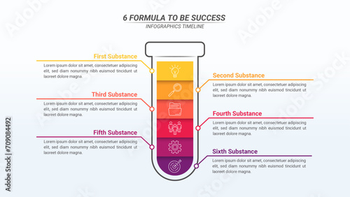 Test Tube Shape Infographic With 6 Steps and Editable Text for Business Plans, Business Reports, and Website Design. photo