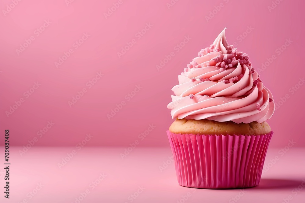 cupcake with pink frosting and sprinkles cupcake with pink frosting and sprinkles