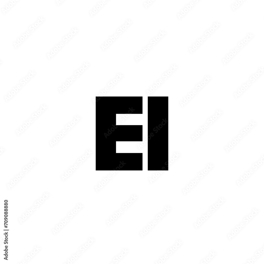 Letter E and I, EI logo design template. Minimal monogram initial based logotype.