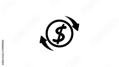  Dollar exchange icon  recycle money  cash back concept  line symbol on white background.