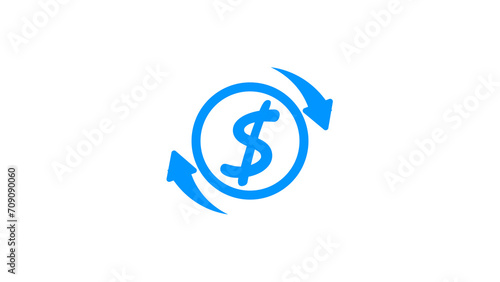  Dollar exchange icon, recycle money, cash back concept, line symbol on white background. photo