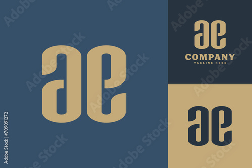 Letter AE Ambigram Modern Logo Design, vector template photo