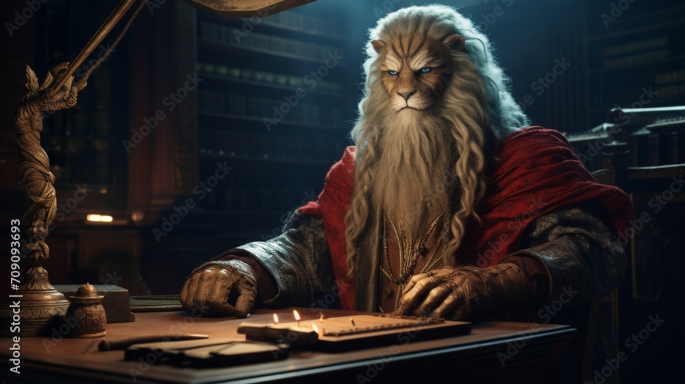The legal system's hammer and injustice's scales The judges with tiger skins are seated in the hypothetical law office The legal system's hammer and injustice's scales The judges with tiger skins are seated in the hypothetical law office