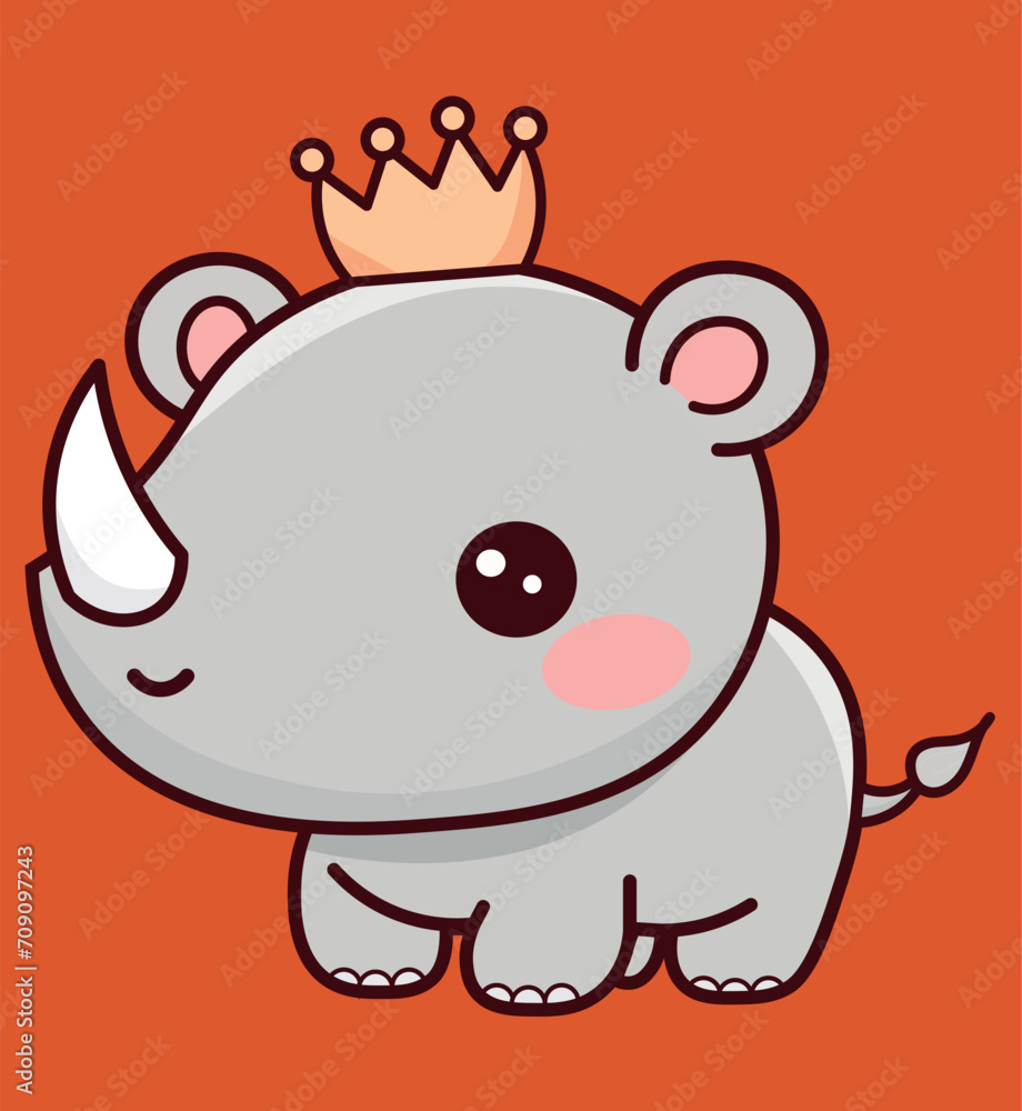 Fototapeta premium Cute rhino illustration pattern, vector, for fabrics, children's background