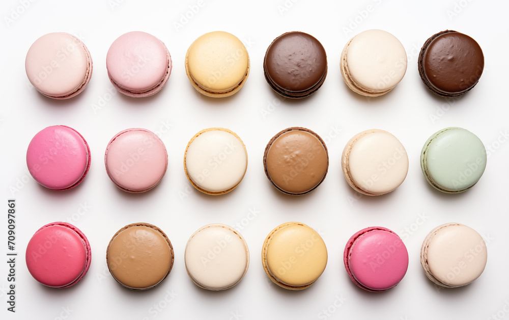Fototapeta premium Macarons sweet cookies Isolated on White background Generated AI