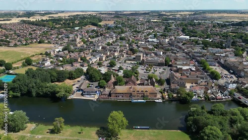 Aerial View of St Neots Town Centre and River Great Ouse