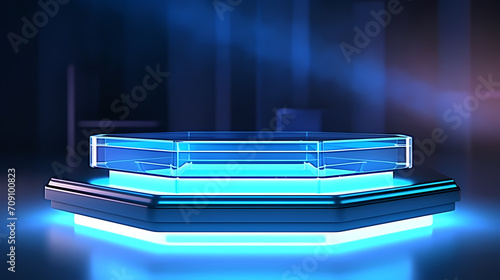 Podium, booth, stage, product background for displaying products, 3D rendering © Derby
