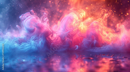 pastel colored iridescent steam swirling around. AI generative