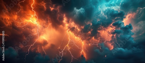 Flashing lightning in the sky photo