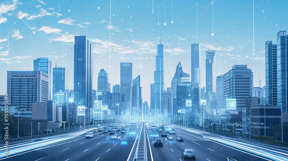 Holographic landscape of a modern city Holographic landscape of a modern city