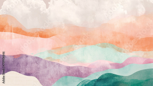 Abstract landscape in pastel colors photo