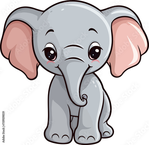 Cute elephant clipart design illustration