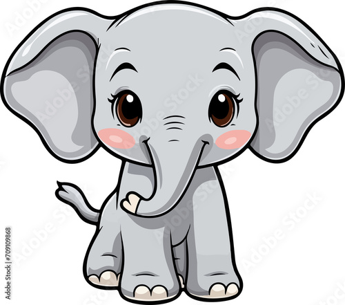 Cute elephant clipart design illustration