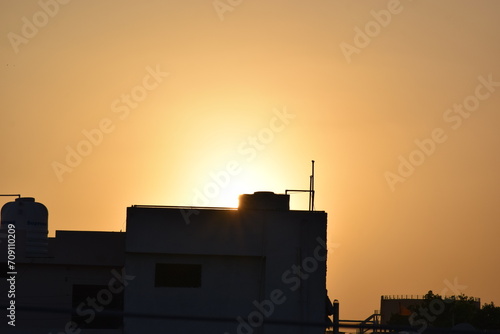 sunset over the city