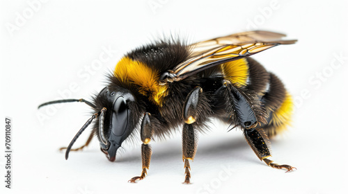 A bee on a white background