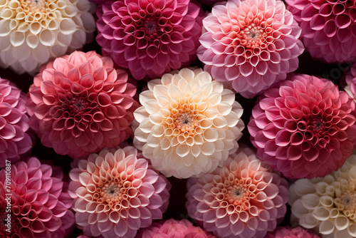 Illustrated background of DAHLIA buds