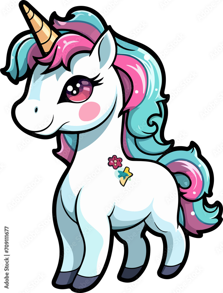 Cute unicorn clipart design illustration
