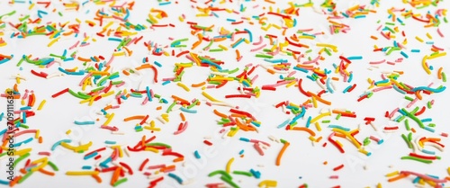 Sweet sprinkles, multicolored confetti, colorful birthday decorations