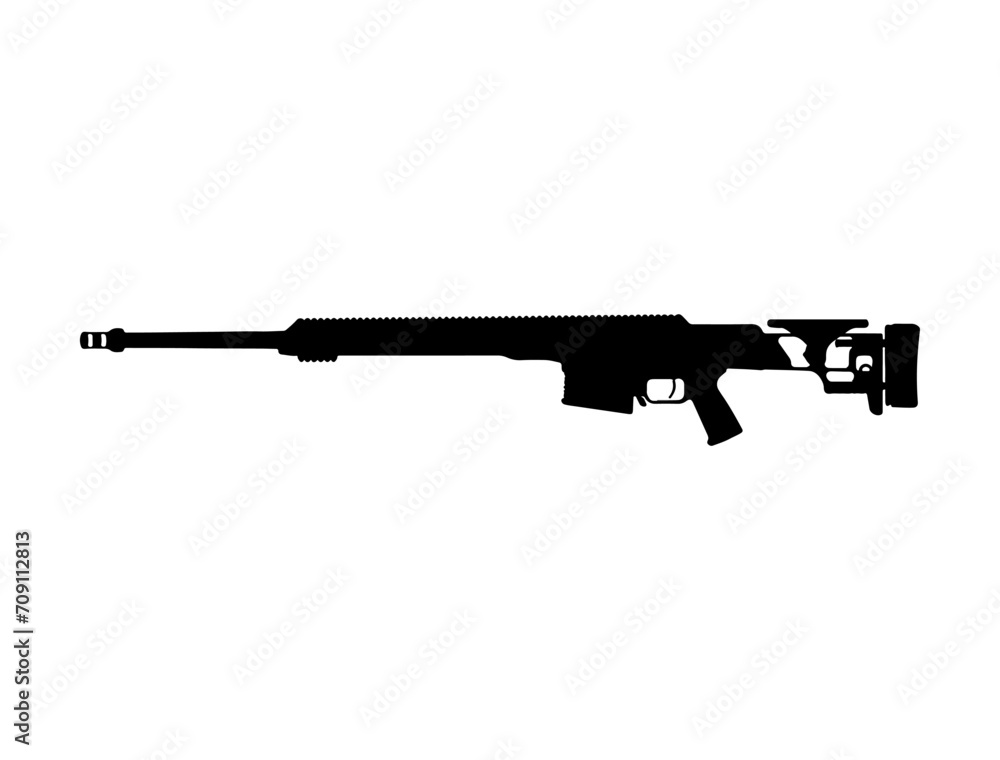 Barret MRAD Rifle silhouette vector art white background
