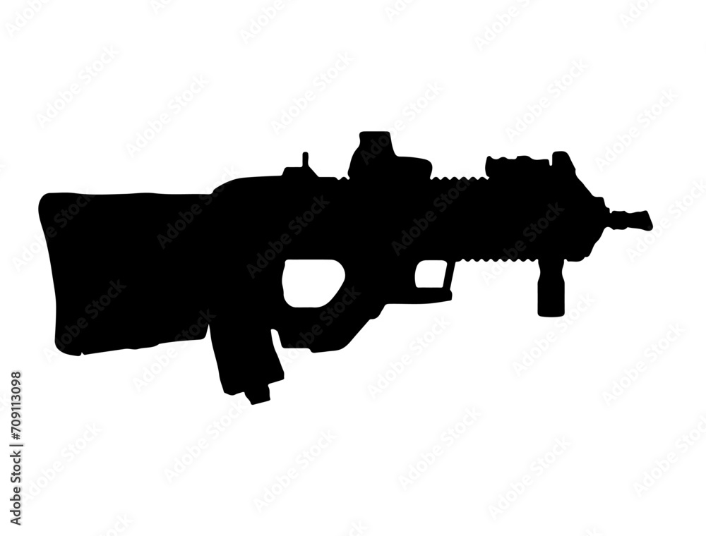 F2000 Assault Rifle silhouette vector art white background