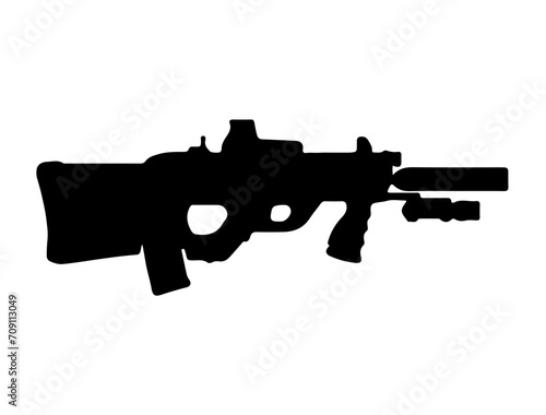F2000 Assault Rifle silhouette vector art white background