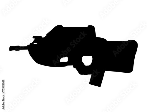 F2000 Assault Rifle silhouette vector art white background