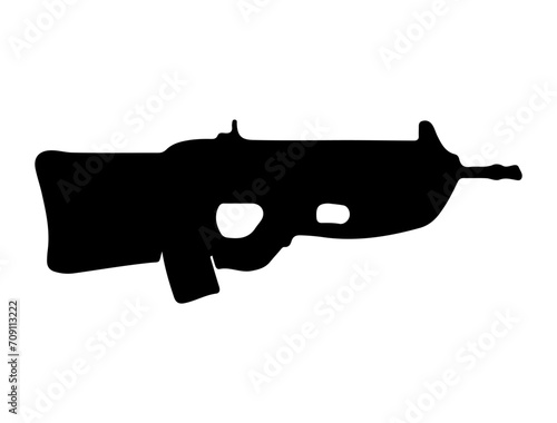 F2000 Assault Rifle silhouette vector art white background