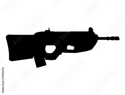 F2000 Assault Rifle silhouette vector art white background